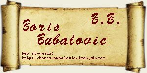 Boris Bubalović vizit kartica